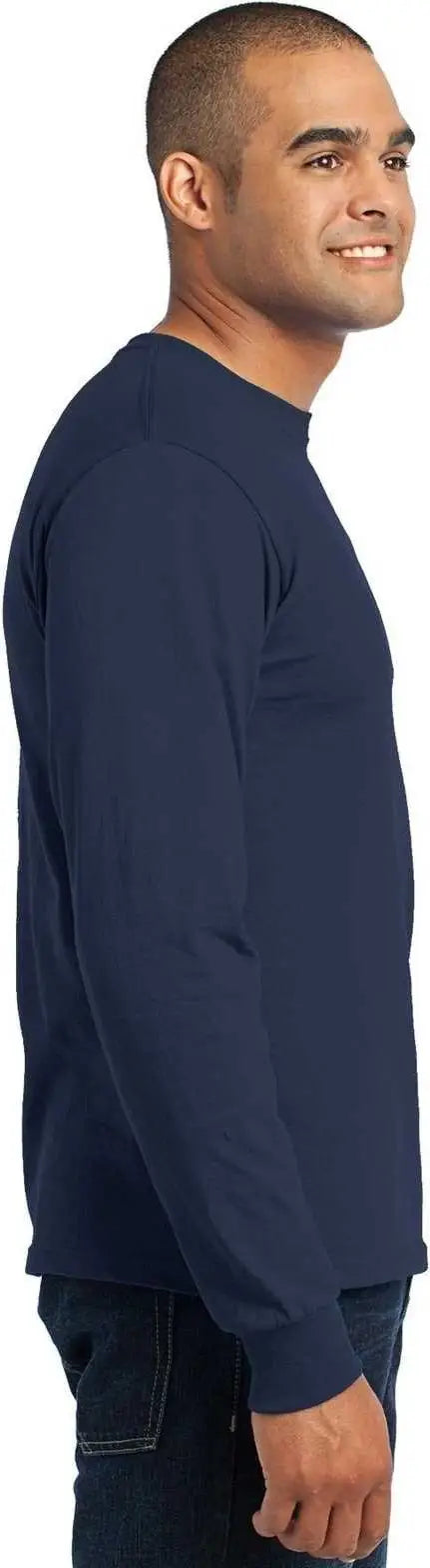 Port & Company Usa100ls Long Sleeve All-american Tee - Navy