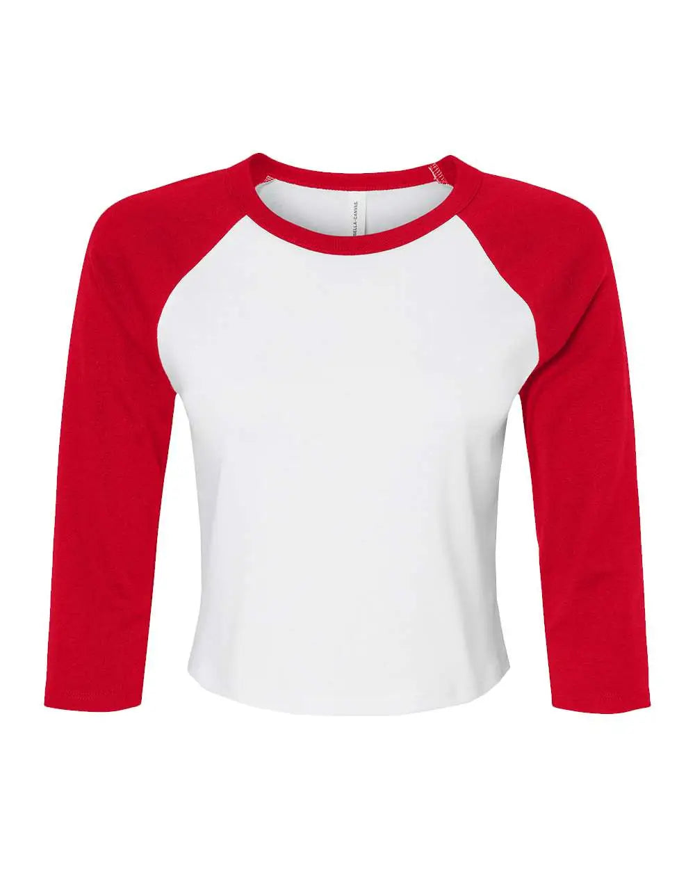 Bella + Canvas 1200 Women’s Micro Rib 3/4 Raglan Sleeve Baby Tee - White Red - Xs