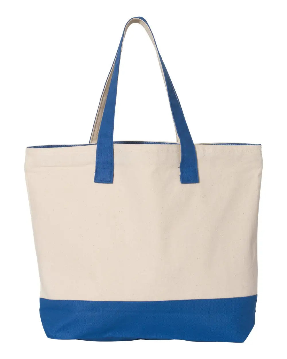 Q-tees Q1300 19l Zippered Tote - Natural Royal - one Size Fits Most