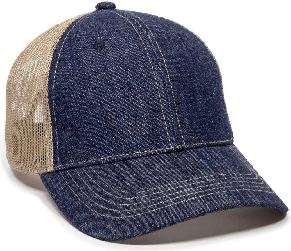 Oc Sports Dn-200m Adjustable Mesh Back Cap - Blue Denim Khaki - 6 7/8’’ - 7 1/2’’