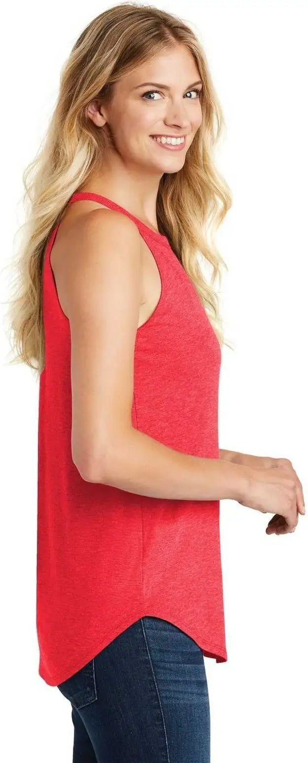 District Dt137l Women’s Perfect Tri Rocker Tank - Red Frost
