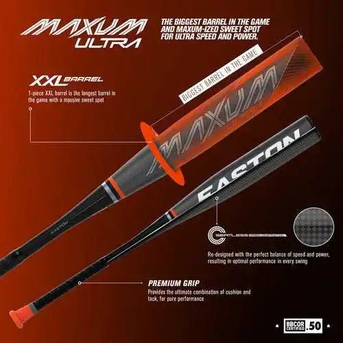 Easton 2021 Maxum Ultra (-3) Bbcor Bat Bb21mx - Black Gray