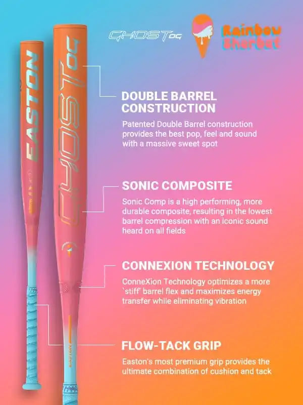 Easton 2025 Ghost Og Rainbow Sherbet (-10) Fastpitch Bat Efp5ghrs10 - Blue Pink Orange