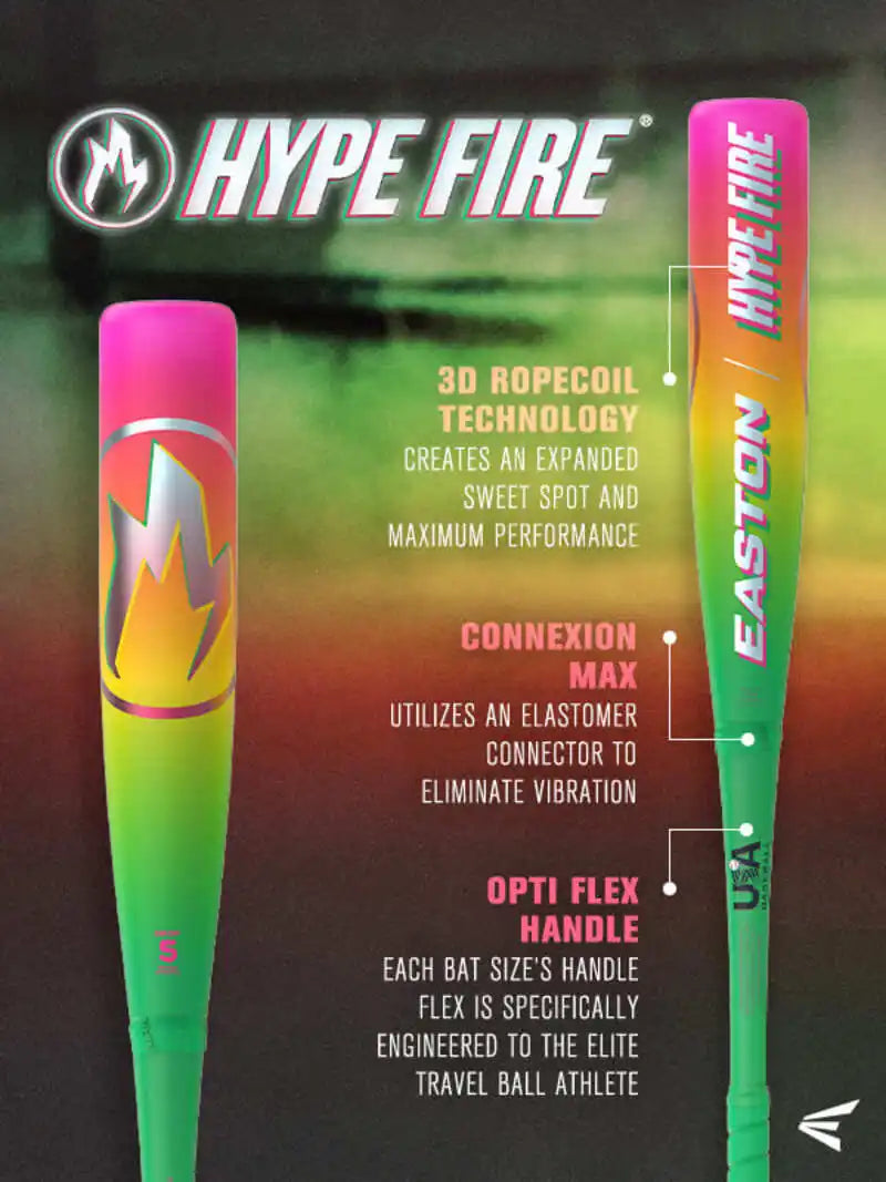 Easton 2026 Hype Fire (-11) Usa Approved 2 5/8’’ Bat Eus6hyp11 - Green Pink