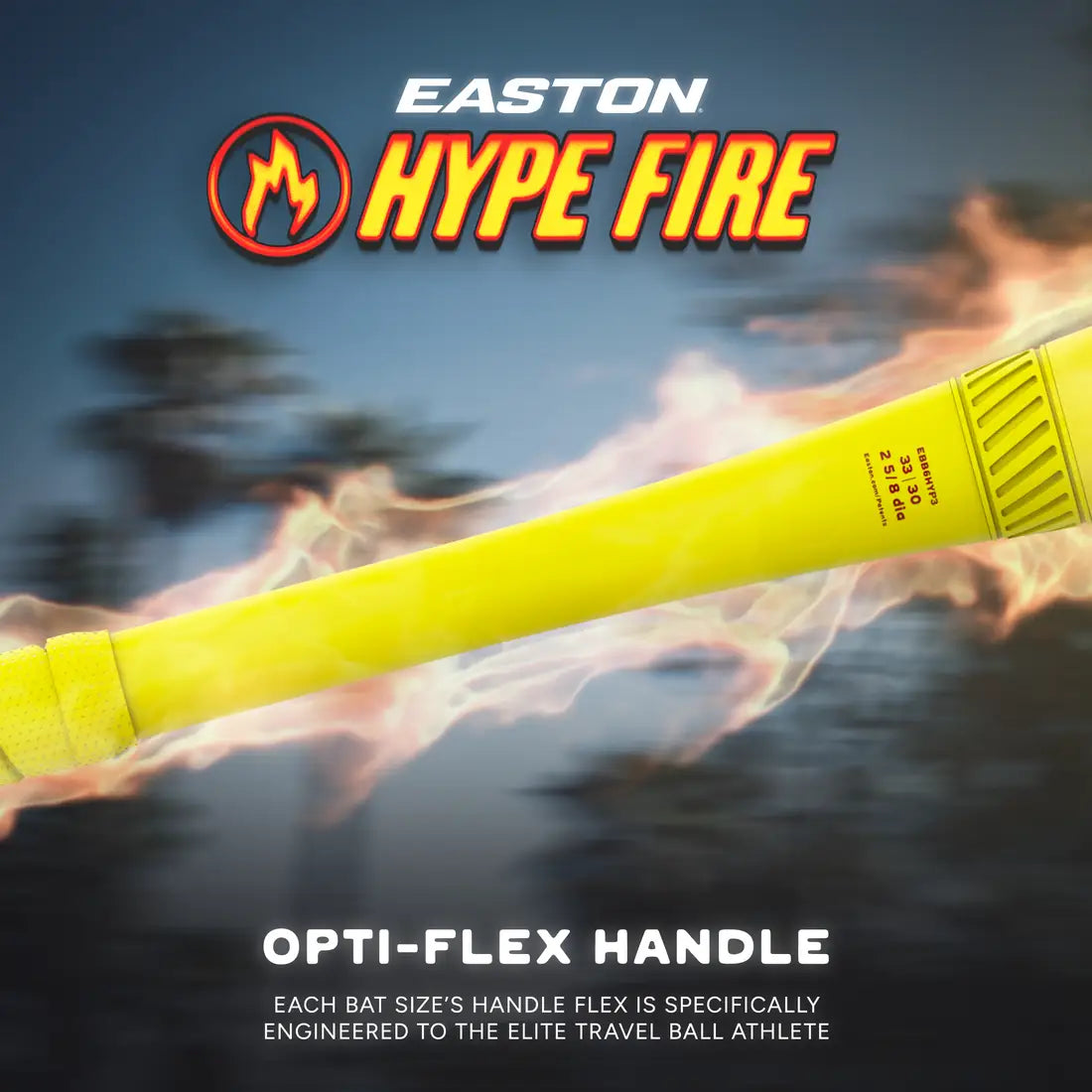 Easton 2026 Hype Fire (-3) Bbcor Bat Ebb6hyp3 - Yellow Orange Red