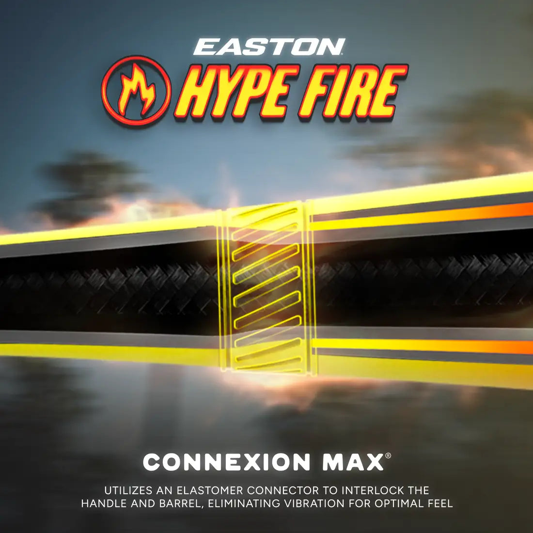 Easton 2026 Hype Fire (-3) Bbcor Bat Ebb6hyp3 - Yellow Orange Red