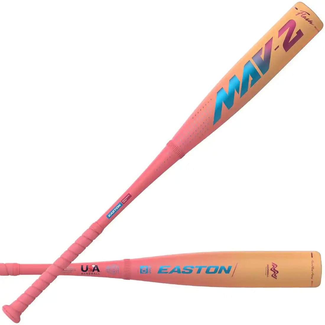 Easton 2026 Mav2 Flash (-10) 2 5/8’’ Usa Approved Bat Eus6m2f10 - Orange Pink Blue