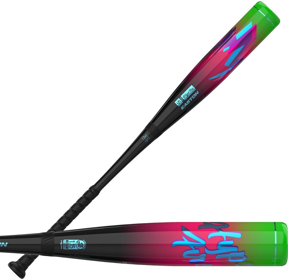 Easton 2027 Hype Fire (-5) Usssa Bat Eut7hyp5 - Black Green Pink Blue