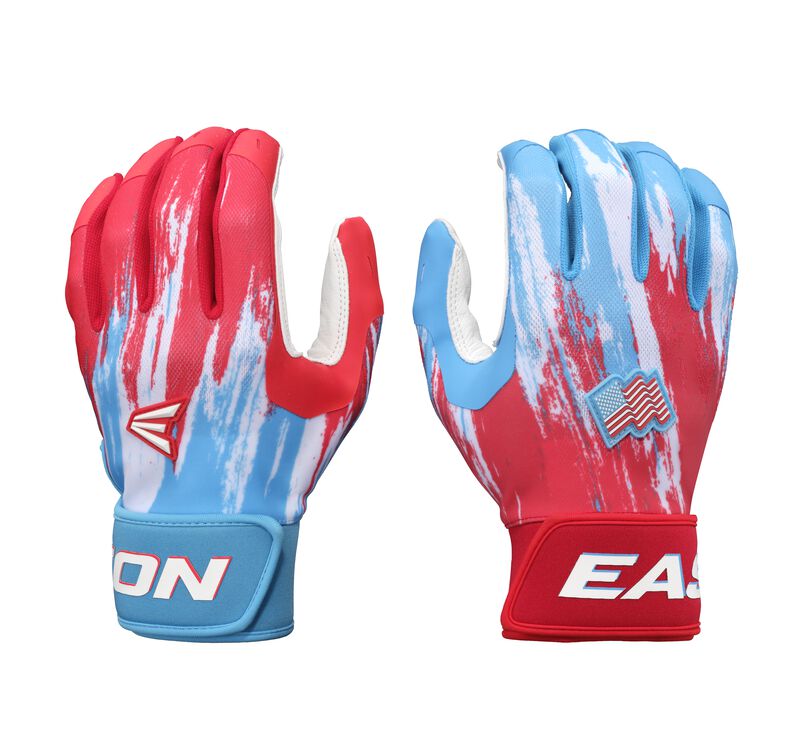 Easton American Classic Walk-off Ethos Tee Ball Batting Gloves - Light Blue Red