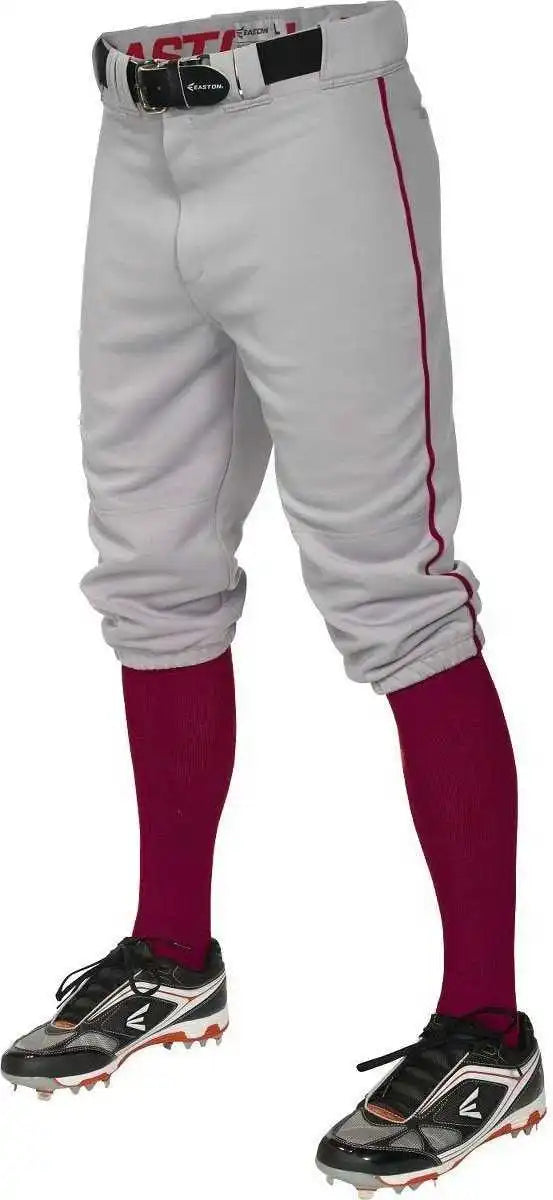 Easton Pro + Piped Knicker Baseball Pant - Gray Maroon