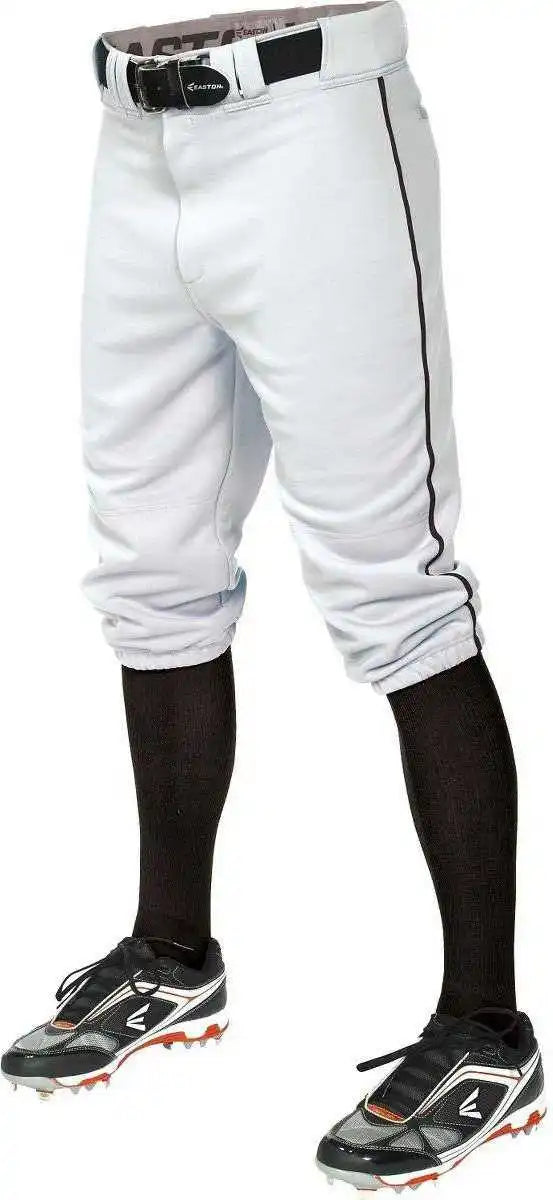 Easton Pro + Piped Knicker Baseball Pant - White Black