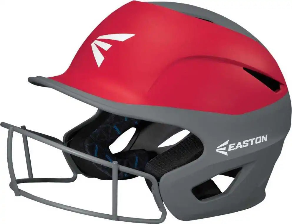 Easton Prowess Fastpitch Helmet Two Tone with Mask - Charcoal Red - Dark Gray / 6 7/8’’ - 7 3/8’’