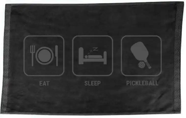 Eat Sleep Pickleball Towel (black) - Black