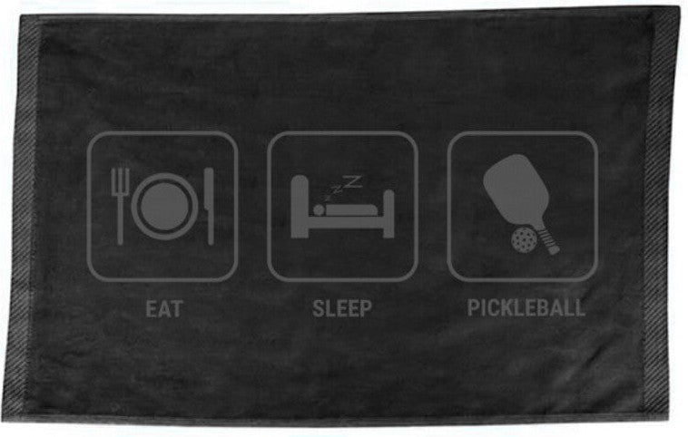 Eat Sleep Pickleball Towel - Black