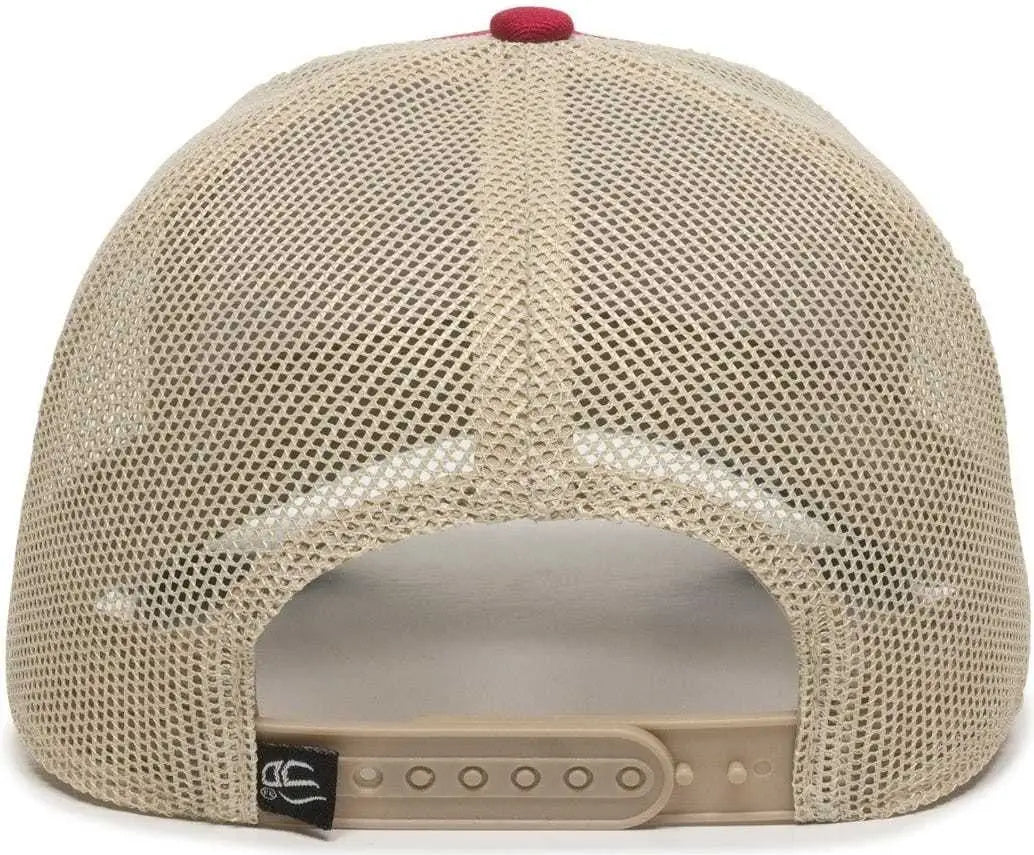 Oc Sports Oc770 Adjustable Mesh Back Cap with Sweatband - Crimson Khaki Light Slate - Red / 6 7/8’’ - 7 1/2’’