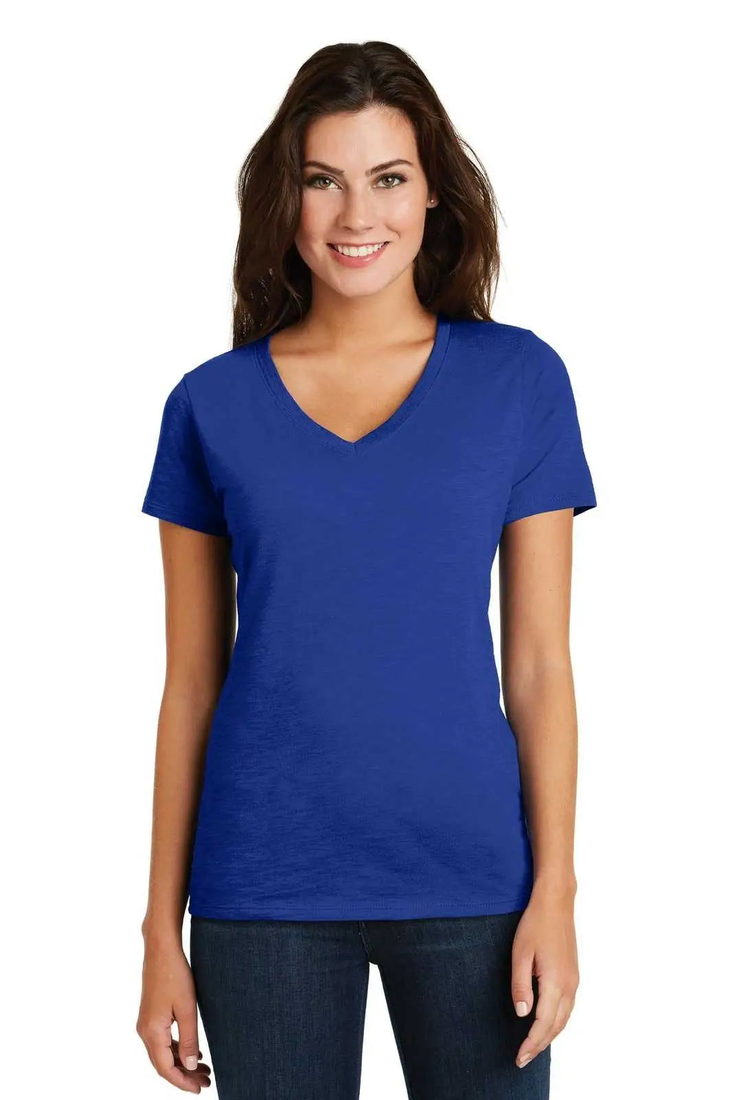 District Dm3501 Women’s Super Slub V-neck Tee - Deep Royal