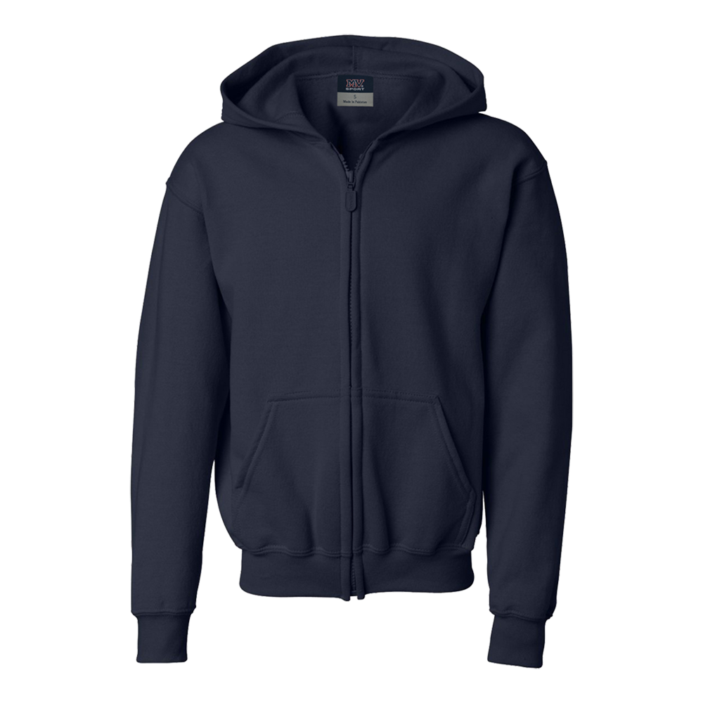 MV Sport 16186Y Youth Classic Fleece Full Zip - Navy - Front