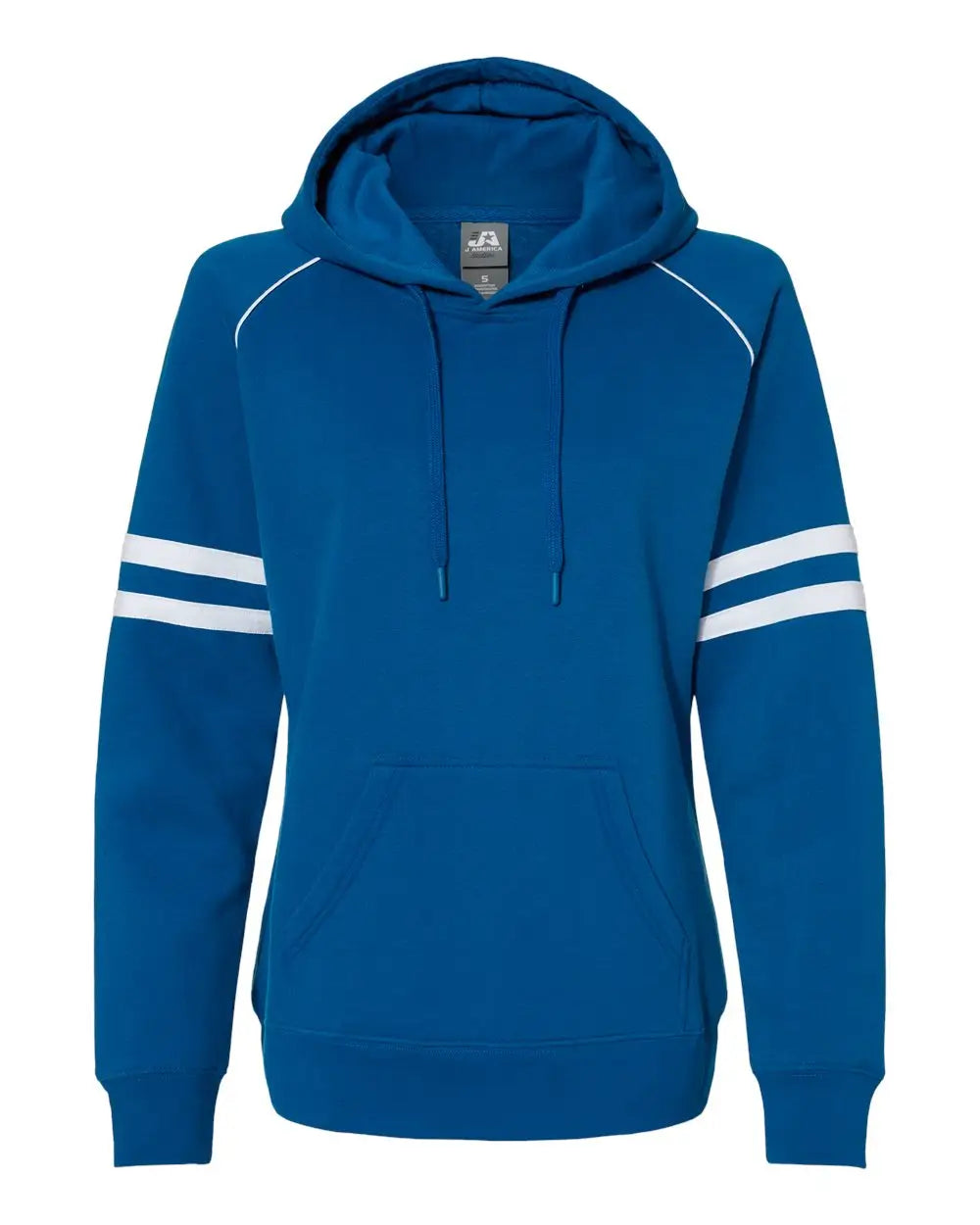 J. America 8645 Women’s Varsity Fleece Piped Hooded Sweatshirt - Royal - m