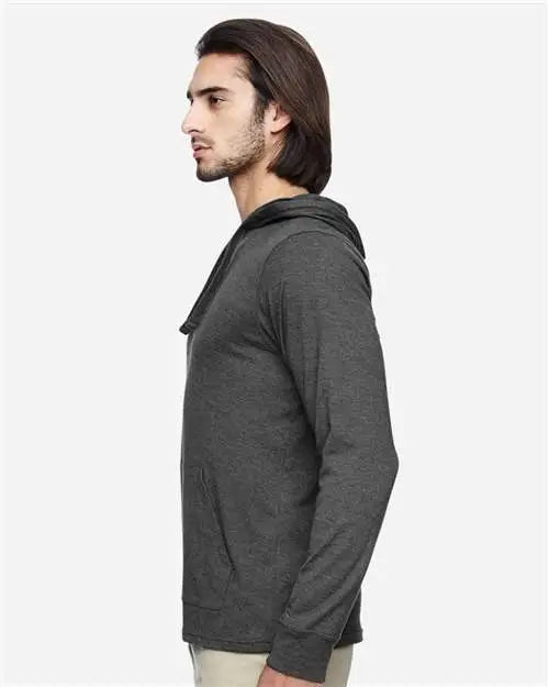 Econscious Ec1085 Eco Jersey Pullover Hooded Long Sleeve T-shirt - Charcoal Black - Dark Gray / Xs
