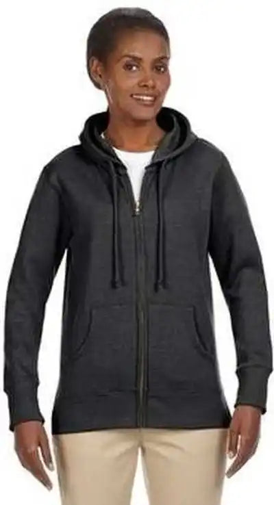 Econscious Ec4580 Ladies’ Organic Recycled Heathered Fleece Full-zip Hooded Sweatshirt - Charcoal