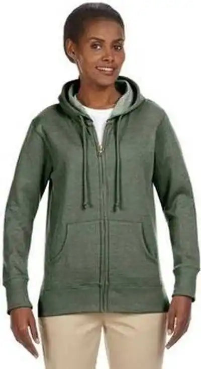 Econscious Ec4580 Ladies’ Organic Recycled Heathered Fleece Full-zip Hooded Sweatshirt - Military Green