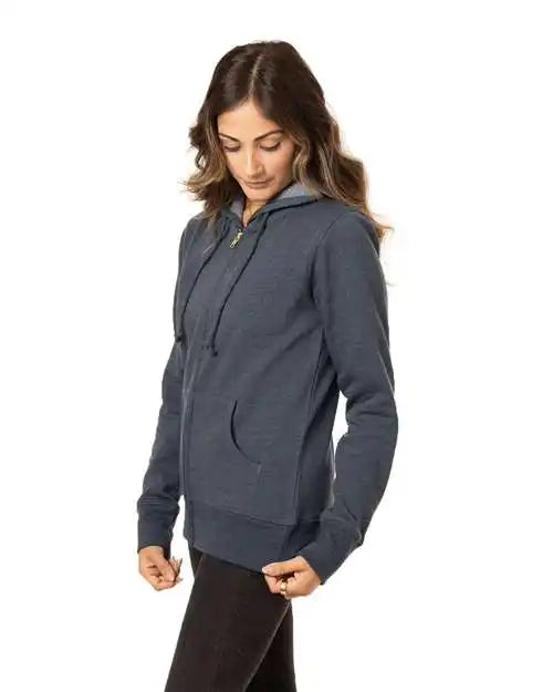 Econscious Ec4580 Women’s Heathered Full-zip Hooded Sweatshirt - Water