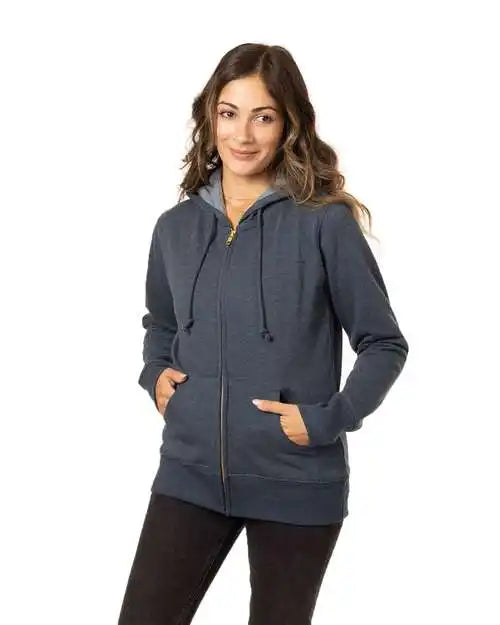 Econscious Ec4580 Women’s Heathered Full-zip Hooded Sweatshirt - Water - s