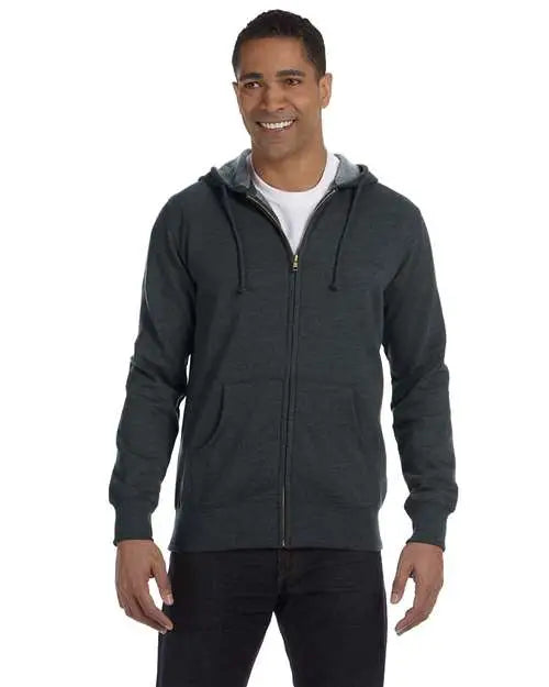 Econscious Ec5680 Heathered Full-zip Hooded Sweatshirt - Charcoal - Dark Gray / s