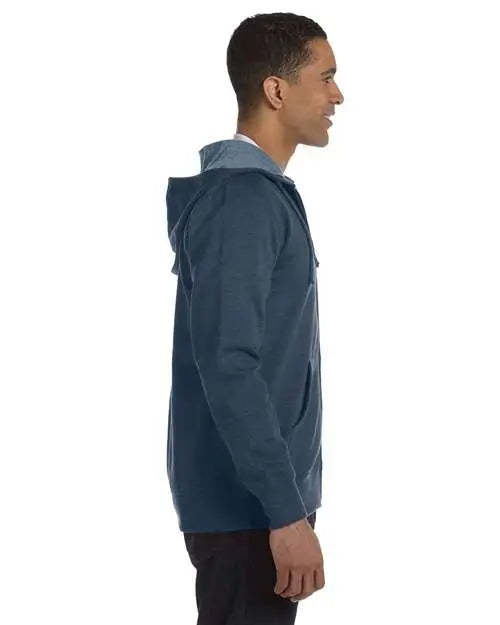 Econscious Ec5680 Heathered Full-zip Hooded Sweatshirt - Water