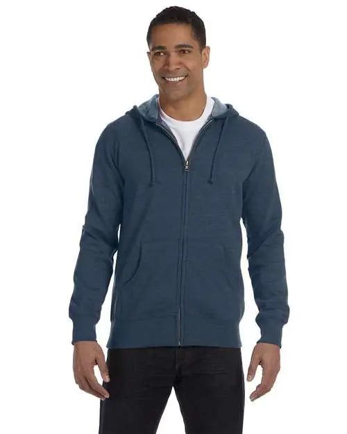 Econscious Ec5680 Heathered Full-zip Hooded Sweatshirt - Water - Navy / s