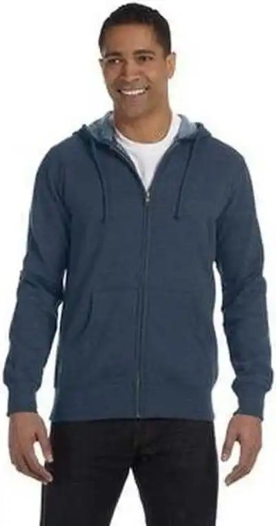Econscious Ec5680 Men’s Organic Recycled Heathered Full-zip Hooded Sweatshirt - Water