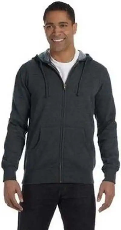 Econscious Ec5680 Men’s Organic Recycled Heathered Full-zip Hooded Sweatshirt - Charcoal
