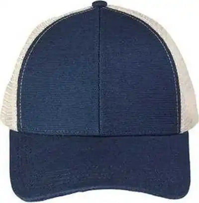 Econscious Ec7093 Unisex Hemp Eco Trucker Recycled Polyester Mesh Cap - Navy Oyster - Ivory / one Size Fits Most