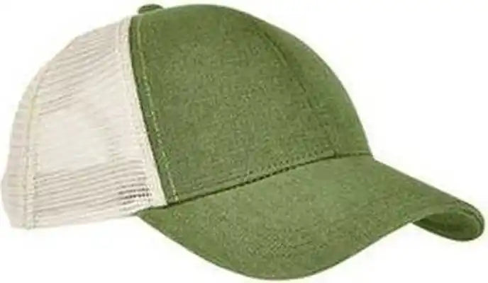 Econscious Ec7093 Unisex Hemp Eco Trucker Recycled Polyester Mesh Cap - Olive Oyster - Ivory / one Size Fits Most