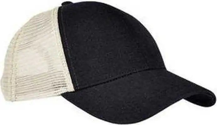 Econscious Ec7093 Unisex Hemp Eco Trucker Recycled Polyester Mesh Cap Black Oyster Ivory / one Size Fits Most