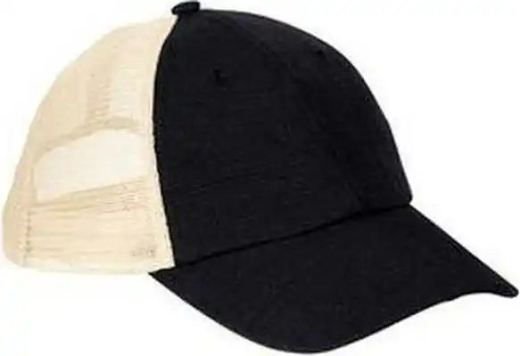 Econscious Ec7095 Hemp Washed Soft Mesh Trucker Cap - Black Oyster - Ivory / one Size Fits Most