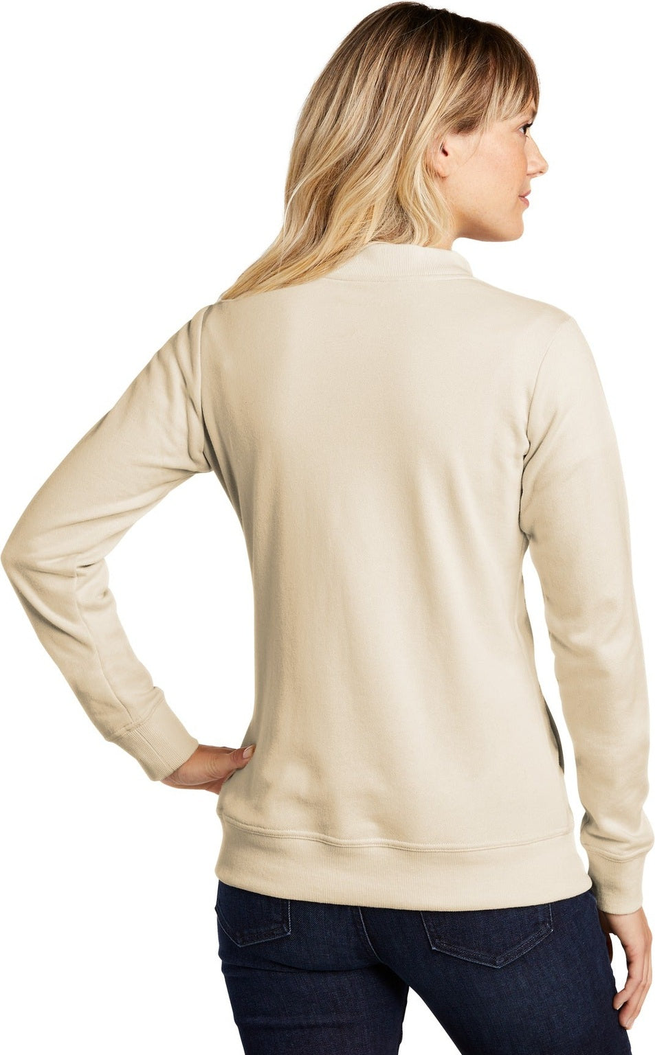 Ecru Sport-Tek Women's Lightweight French Terry Bomber LST274