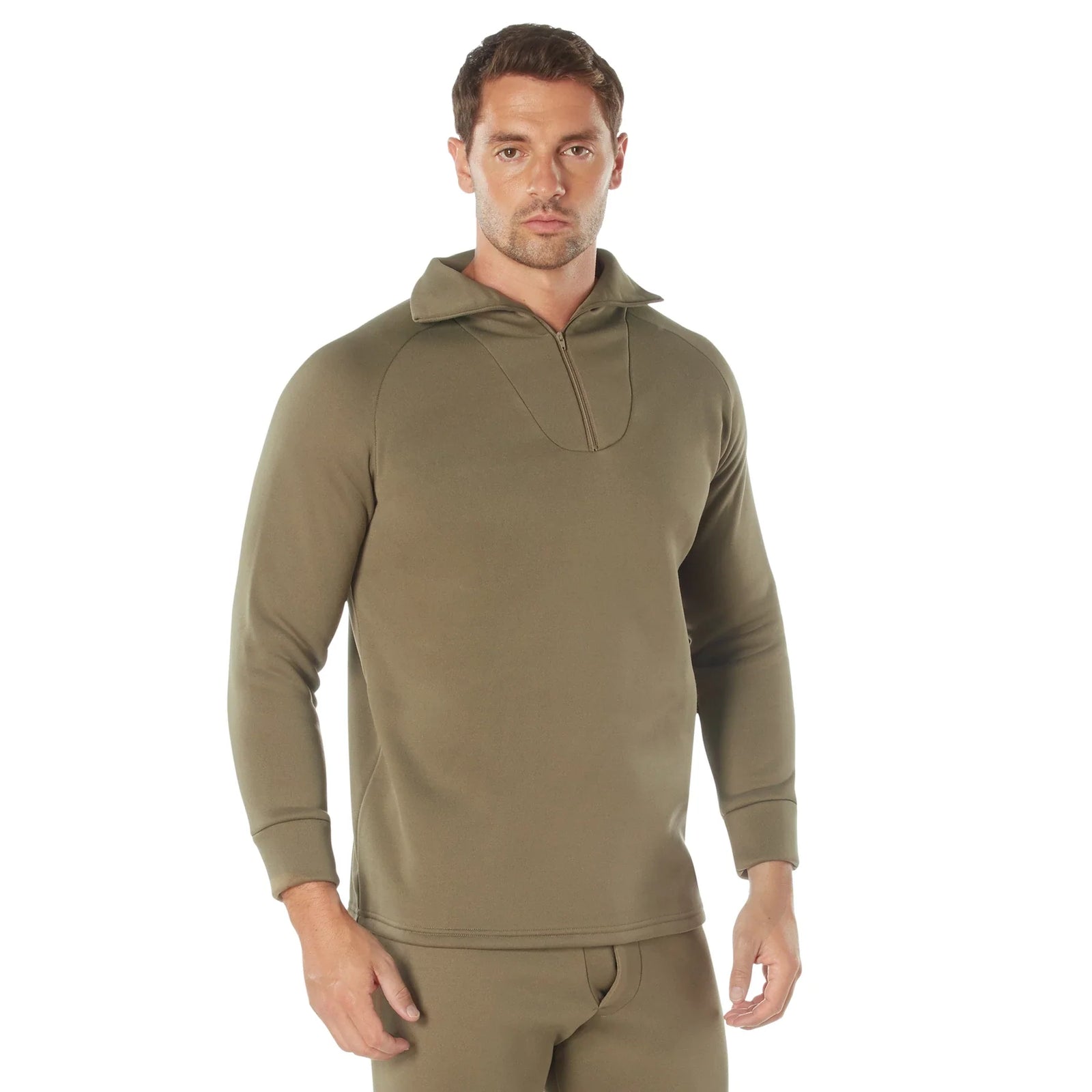 Ecwcs Poly Zip Collar Shirts - Ar 670-1 Coyote Brown / s