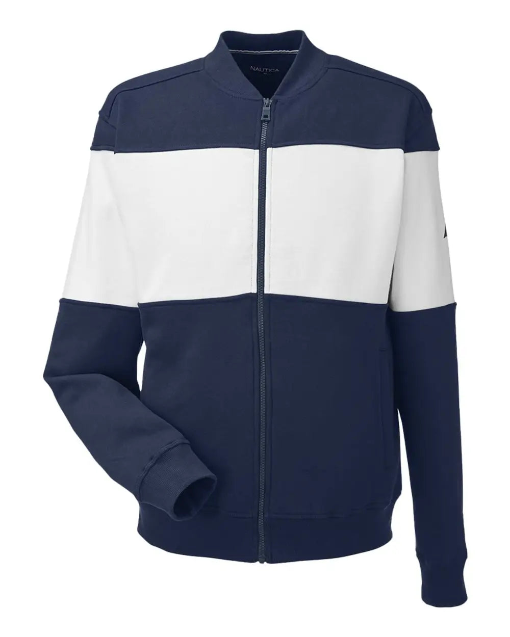 Nautica N17928 Anchor Fleece Colorblocked Bomber Jacket - Navy White - Xs