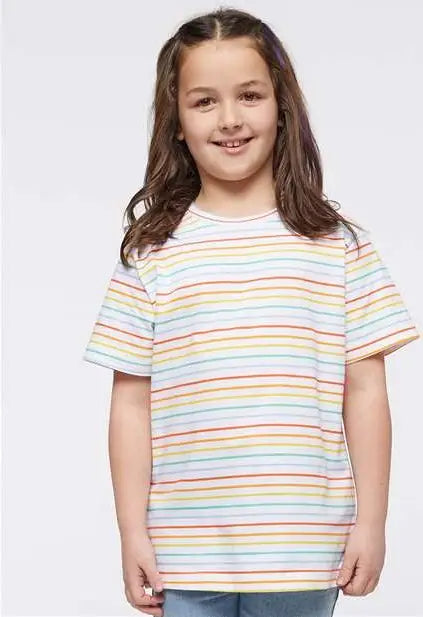 Lat 6101 Youth Fine Jersey Tee - Rainbow Stripe