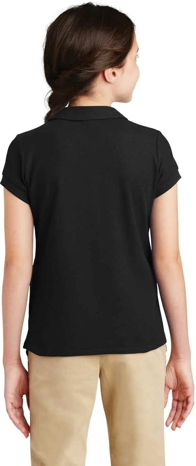 Port Authority Yg503 Girls Silk Touch Peter Pan Collar Polo - Black