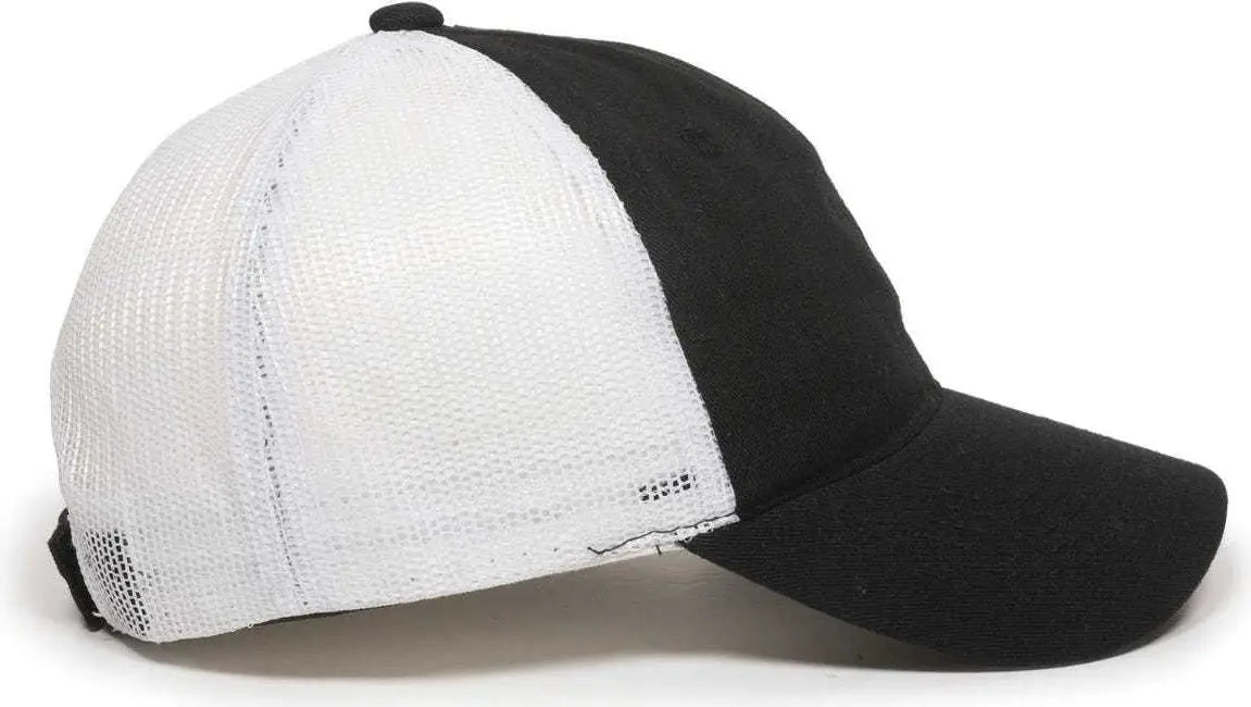 Oc Sports Fwt-130 Garment Wash Mesh Back Baseball Cap - Black White