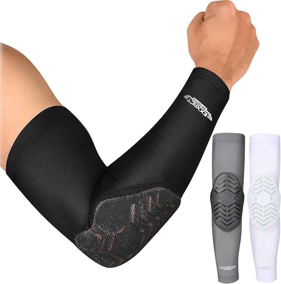 Elbow Pad Mens & Boys Compression Arm Sleeve 1 Pair (youth) - Black / Youth Large/x-large
