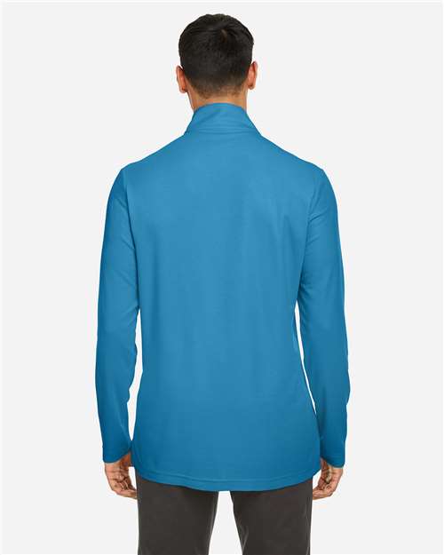 Left View of Electric Blue Men's Fusion ChromaSoft™ Pique Quarter-Zip Pullover - CE405