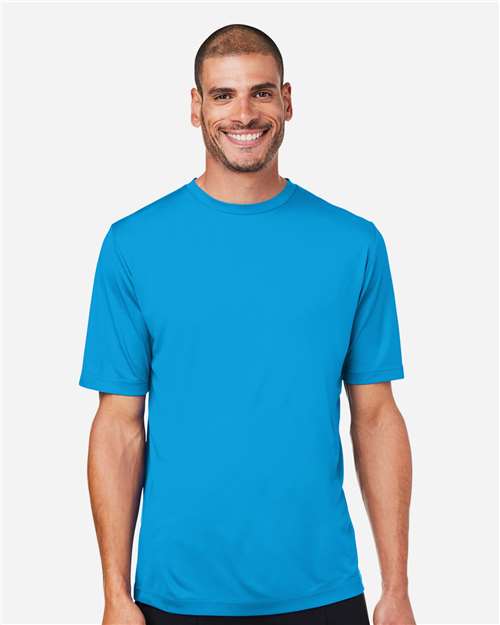 Left View of Electric Blue Unisex Capital Performance T-Shirt - CE10