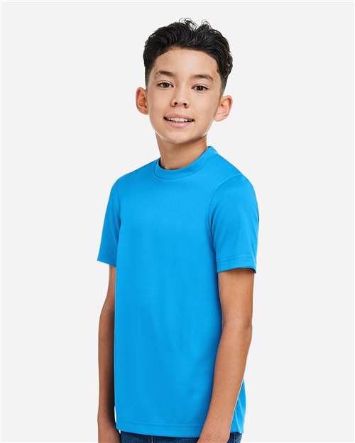 Left View of Electric Blue Youth Zone Performance Mesh T-Shirt - TT15Y