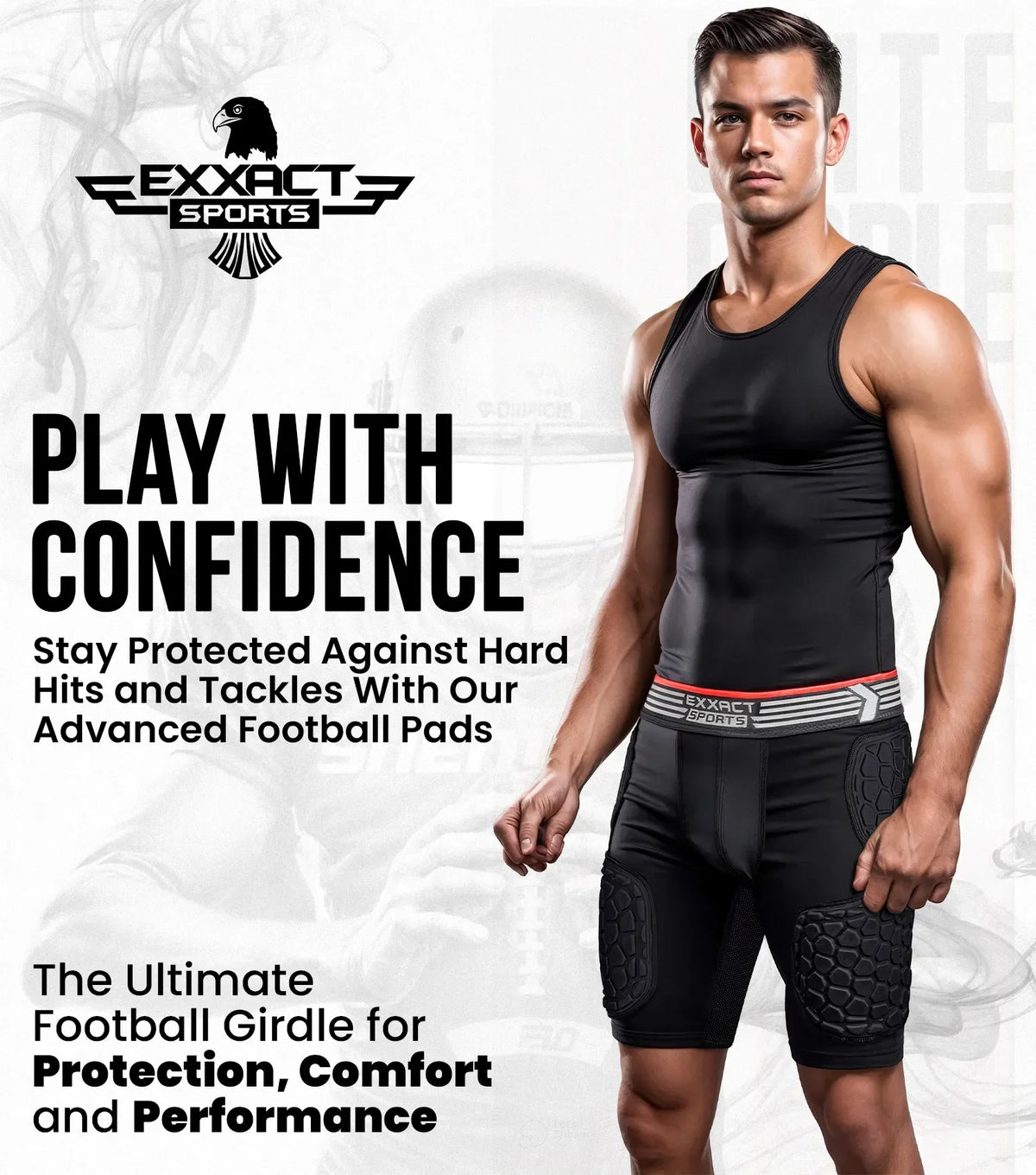Elite 5-pad Men Football Girdle with Cup Pocket White (adult)