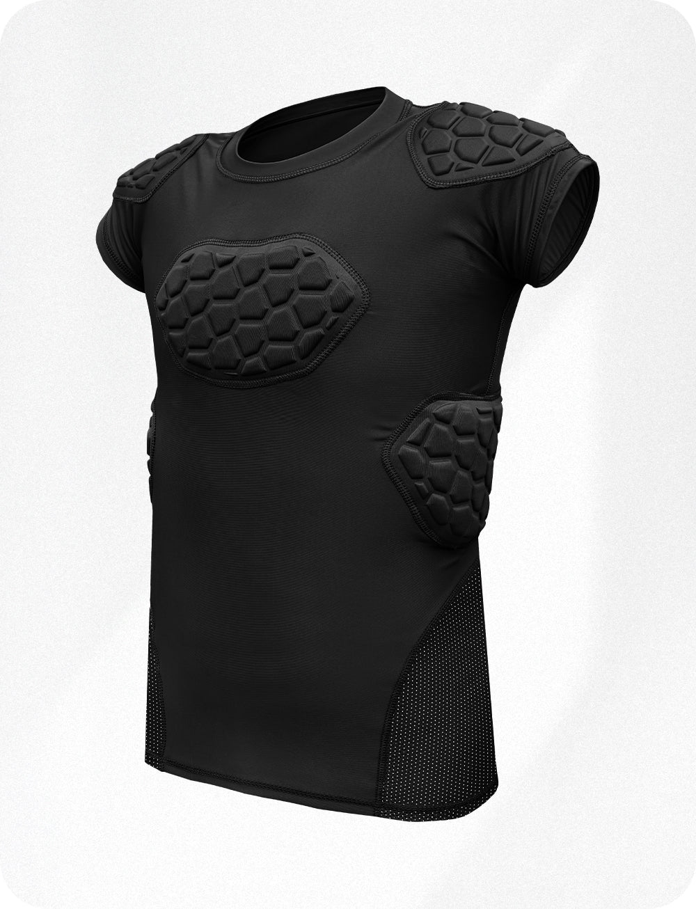 Elite 6-pad Men’s Padded Football Shirt with Chest Shoulder Ribs & Spine Protection Black (adult)