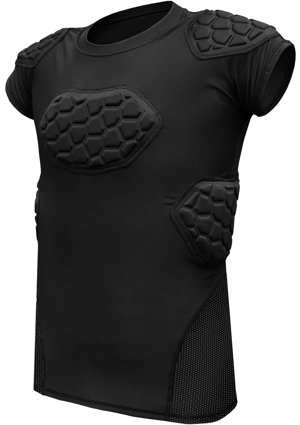 Elite 6-pad Men’s Padded Football Shirt with Chest Shoulder Ribs & Spine Protection Black (adult) - Small