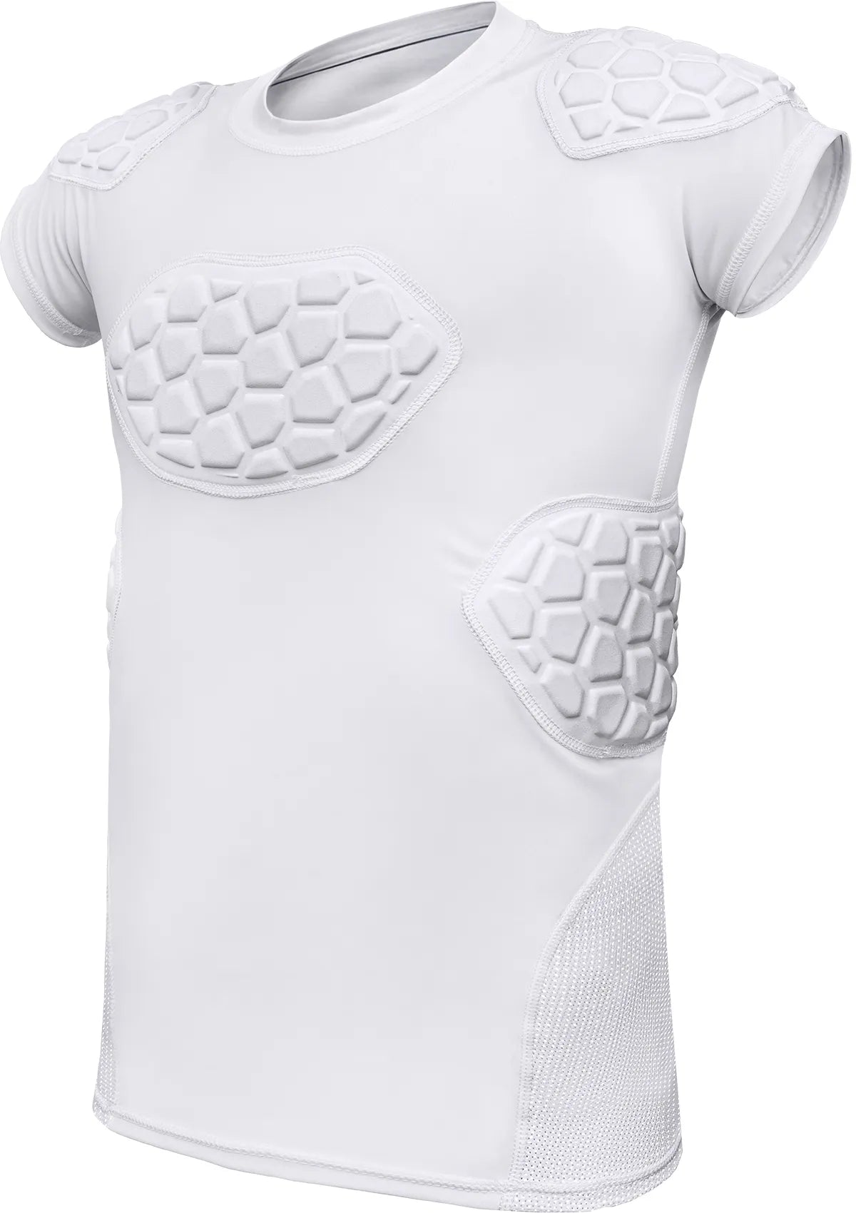 Elite 6-pad Men’s Padded Football Shirt with Chest Shoulder Ribs & Spine Protection White (adult) - Small